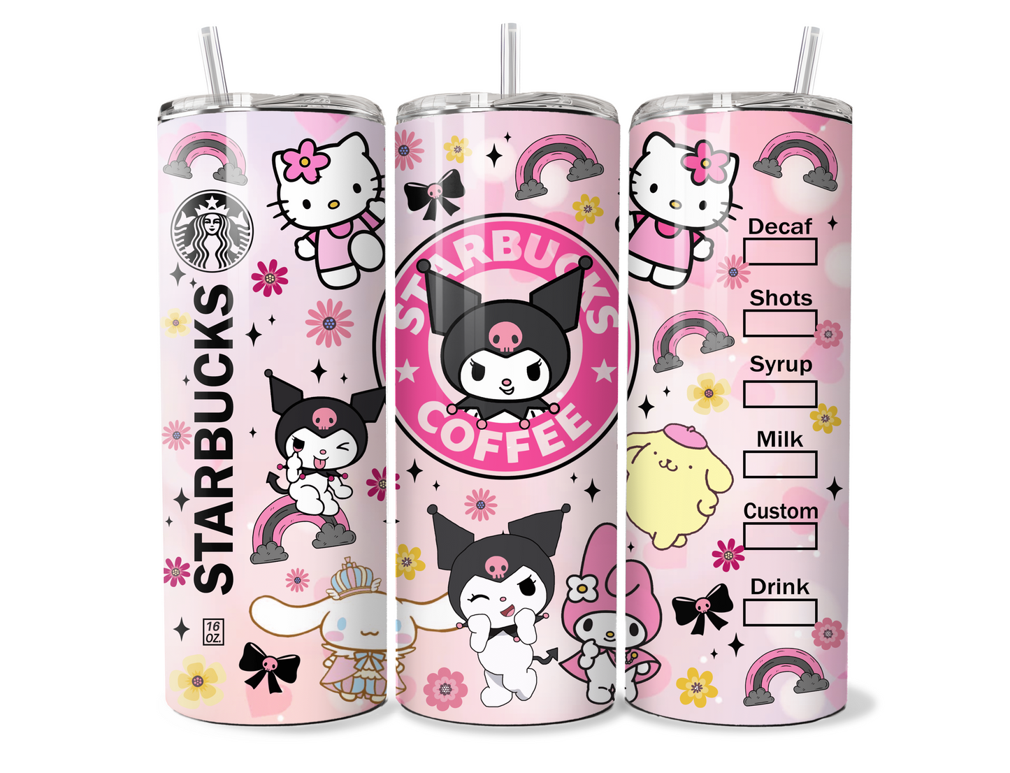 Pink & Black Cute 20oz Stainless Steel Tumbler