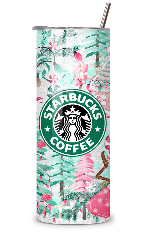 Pink Christmas Coffee 20oz Stainless Steel Tumbler